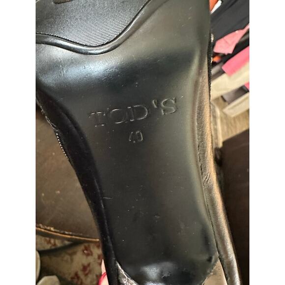 Tod's Women's Black Leather Side Zipper Pointed Toe Heeled Boots Size 10 - Picture 13 of 16